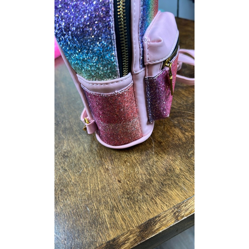 Glitter Rainbow Mini Backpack Cute Small Backpack Purse Shoulder Bag - Picture 10 of 12